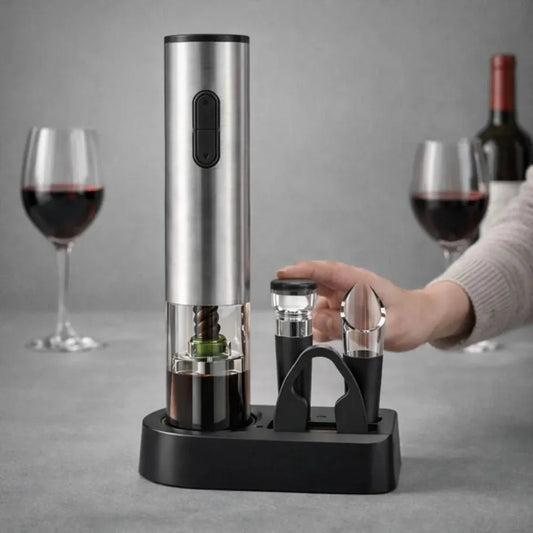 Rechargeable Electric Wine Bottle Opener Set with Stainless Steel Accessories
