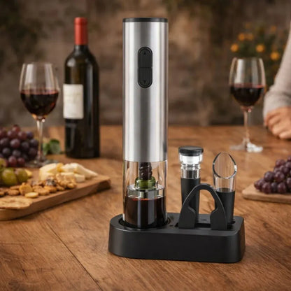 Rechargeable Electric Wine Bottle Opener Set with Stainless Steel Accessories