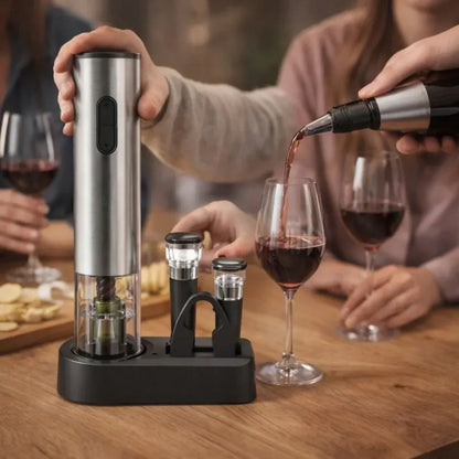 Rechargeable Electric Wine Bottle Opener Set with Stainless Steel Accessories