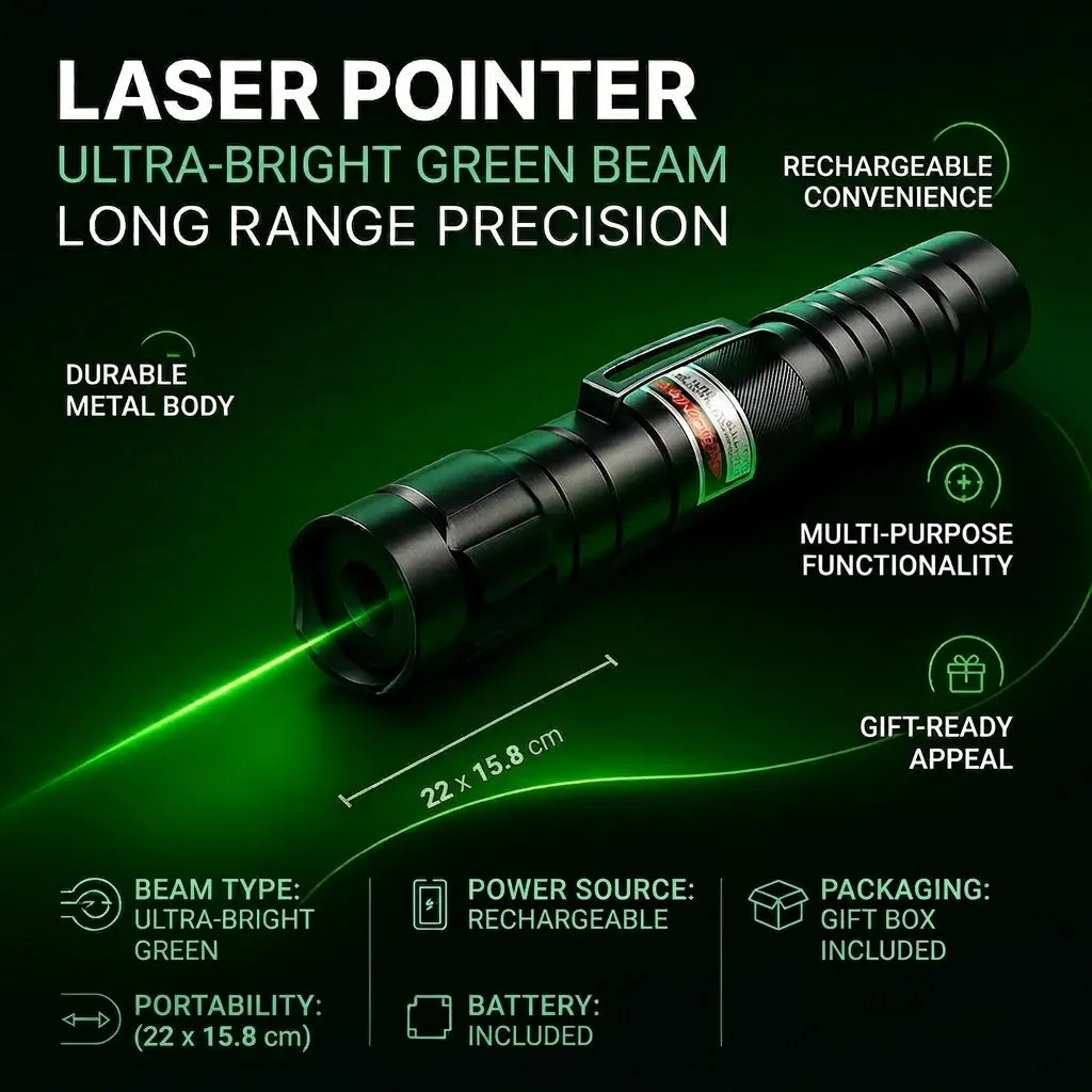 Rechargeable Green Laser Pointer with Long-Range Precision Beam