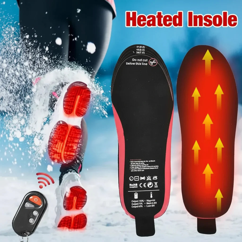 Rechargeable Heated Shoe Insoles with Wireless Remote for Winter Warmth