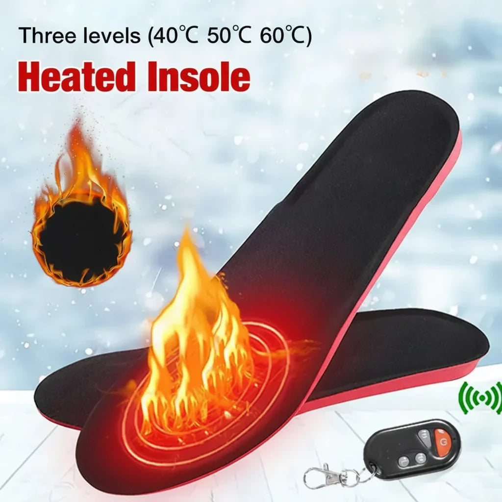 Rechargeable Heated Shoe Insoles with Wireless Remote for Winter Warmth