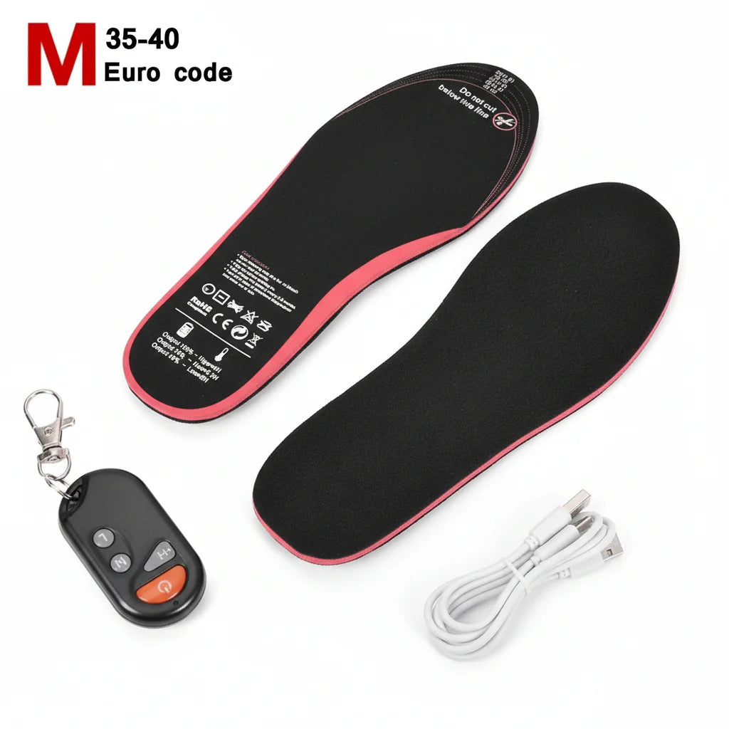 Rechargeable Heated Shoe Insoles with Wireless Remote for Winter Warmth