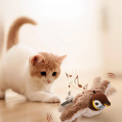 Rechargeable Interactive Cat Toy with Flapping Wings & Bird Sounds