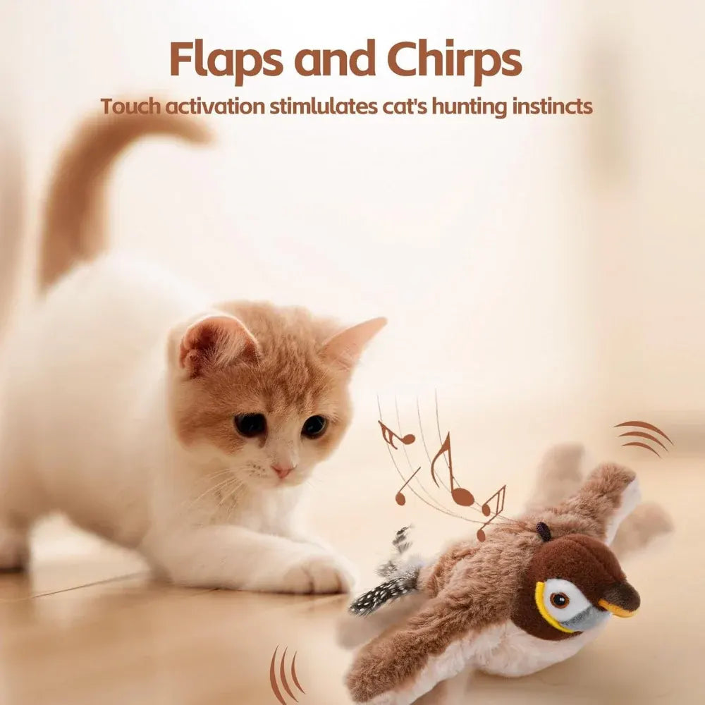 Rechargeable Interactive Cat Toy with Flapping Wings & Bird Sounds