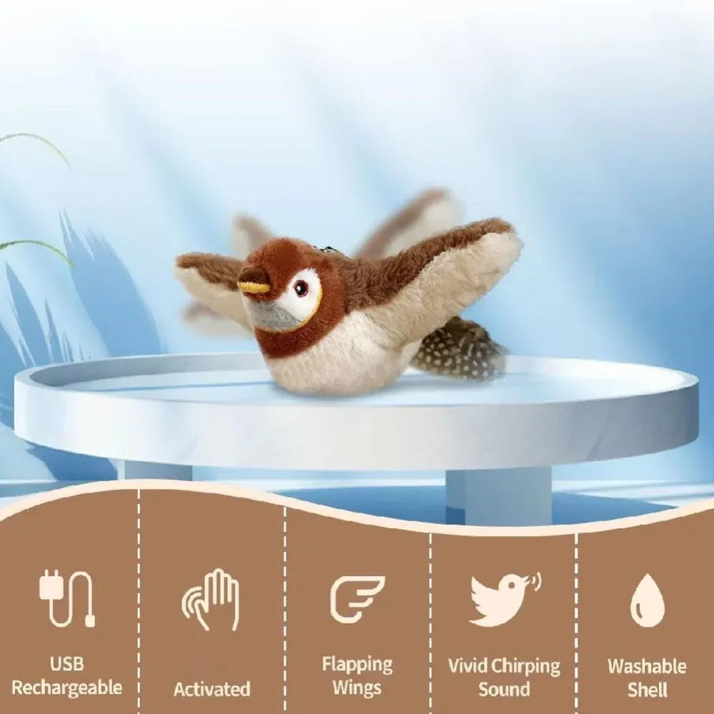 Rechargeable Interactive Cat Toy with Flapping Wings & Bird Sounds