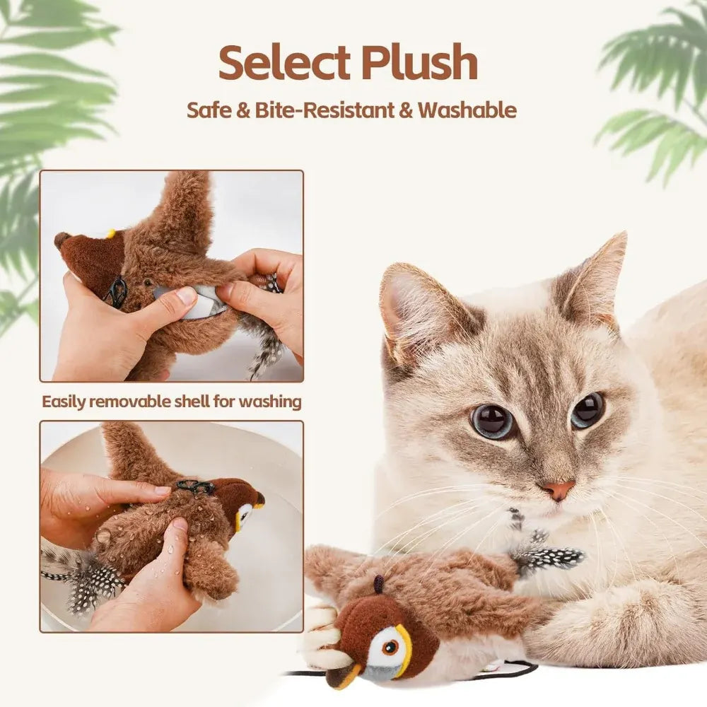 Rechargeable Interactive Cat Toy with Flapping Wings & Bird Sounds