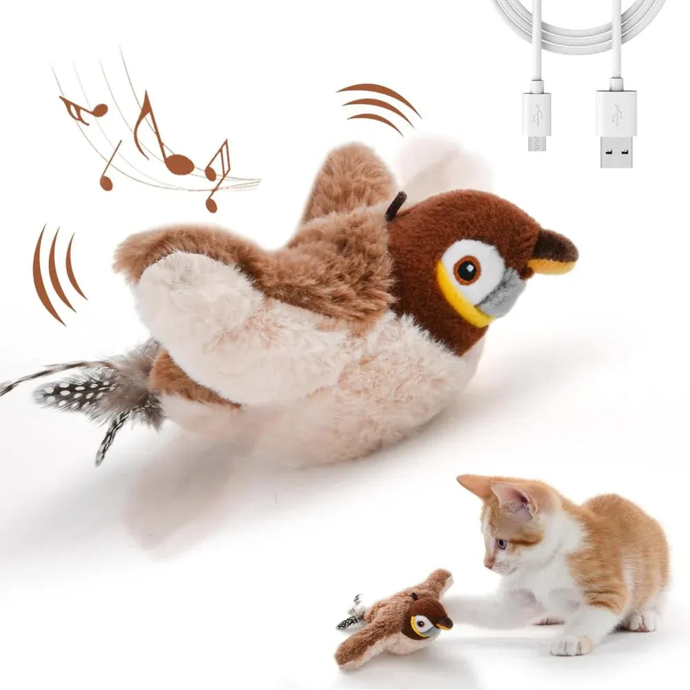 Rechargeable Interactive Cat Toy with Flapping Wings & Bird Sounds