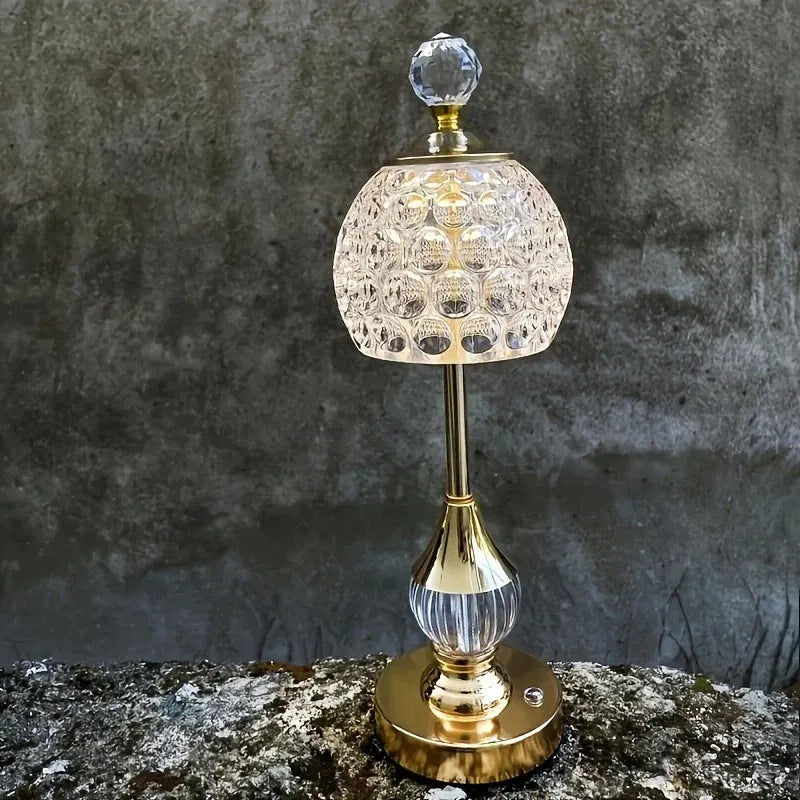 Rechargeable LED Crystal Bedside Table Lamp with Touch Control