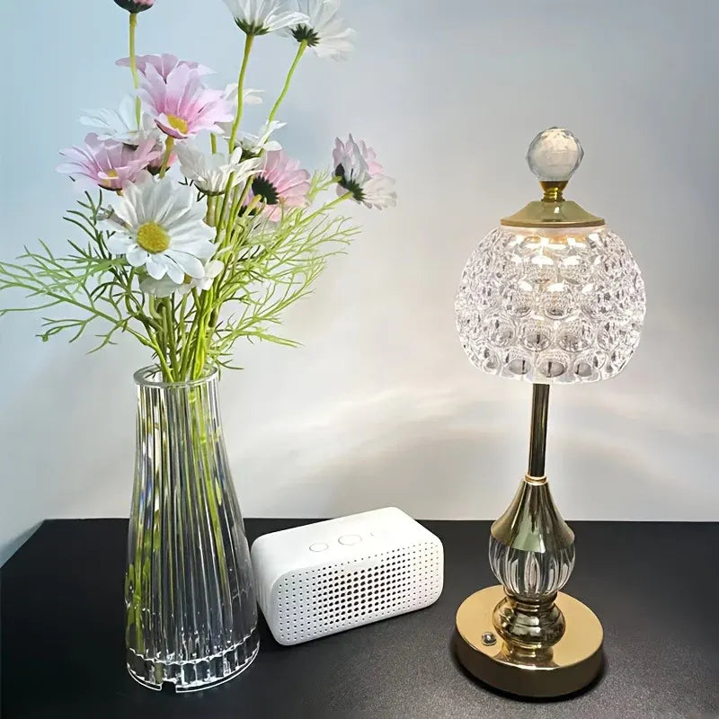 Rechargeable LED Crystal Bedside Table Lamp with Touch Control