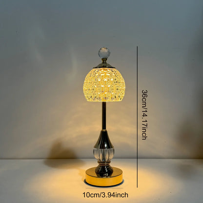 Rechargeable LED Crystal Bedside Table Lamp with Touch Control