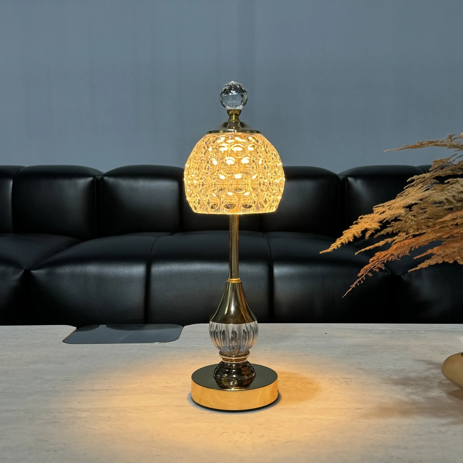 Rechargeable LED Crystal Bedside Table Lamp with Touch Control