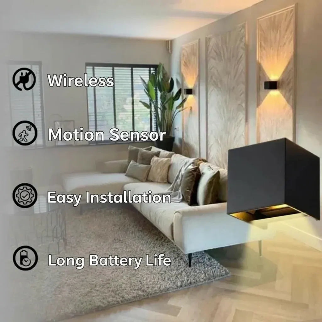 Rechargeable LED Cube Wall Light with Motion Sensor