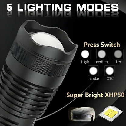 Rechargeable LED Handheld Flashlight for Outdoor Use