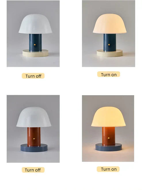 Rechargeable LED Mushroom Table Lamp | Modern Cordless Night Light