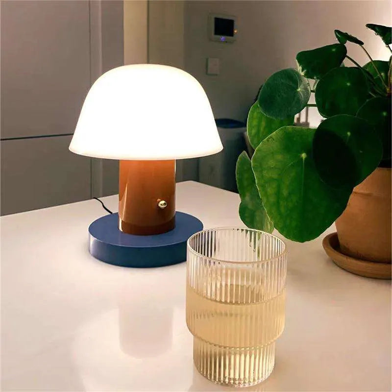 Rechargeable LED Mushroom Table Lamp | Modern Cordless Night Light