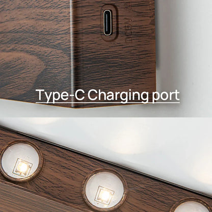 Rechargeable LED Wall Sconce with Minimalist Wood-Grain Finish