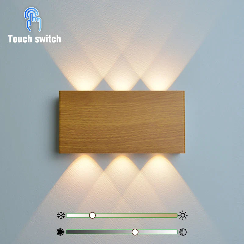 Rechargeable LED Wall Sconce with Minimalist Wood-Grain Finish