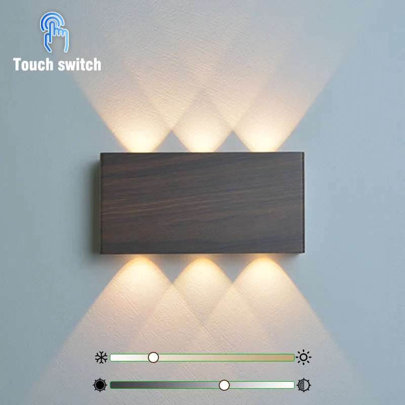 Rechargeable LED Wall Sconce with Minimalist Wood-Grain Finish
