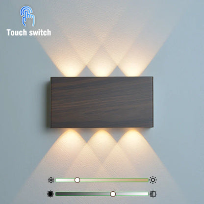 Rechargeable LED Wall Sconce with Minimalist Wood-Grain Finish