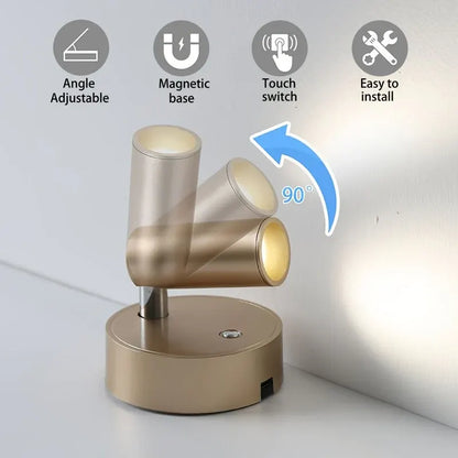 Rechargeable Magnetic Wall Lamp with Touch Control, Wireless & Cordless Design