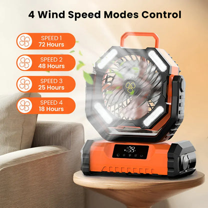 Rechargeable Oscillating Portable Fan with Remote Control for Camping
