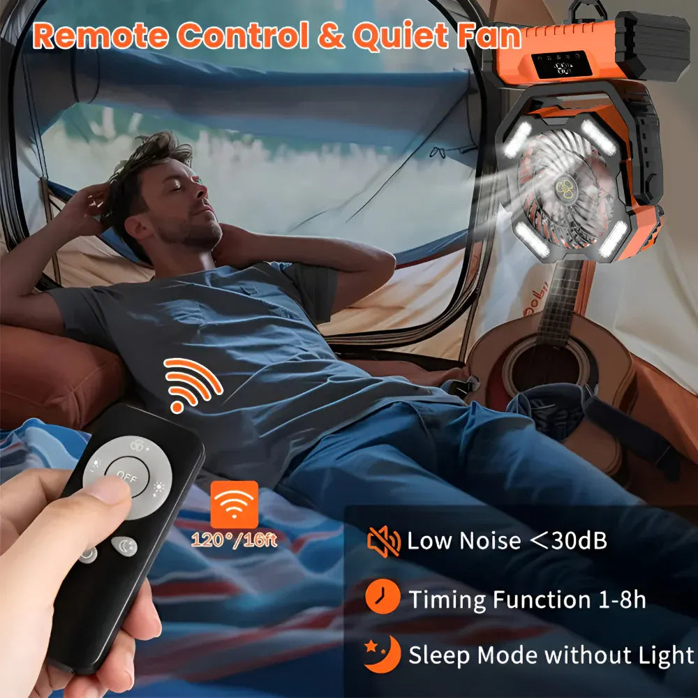 Rechargeable Oscillating Portable Fan with Remote Control for Camping