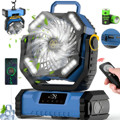 Rechargeable Oscillating Portable Fan with Remote Control for Camping