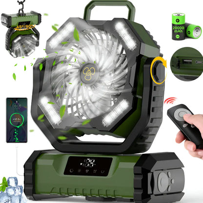 Rechargeable Oscillating Portable Fan with Remote Control for Camping