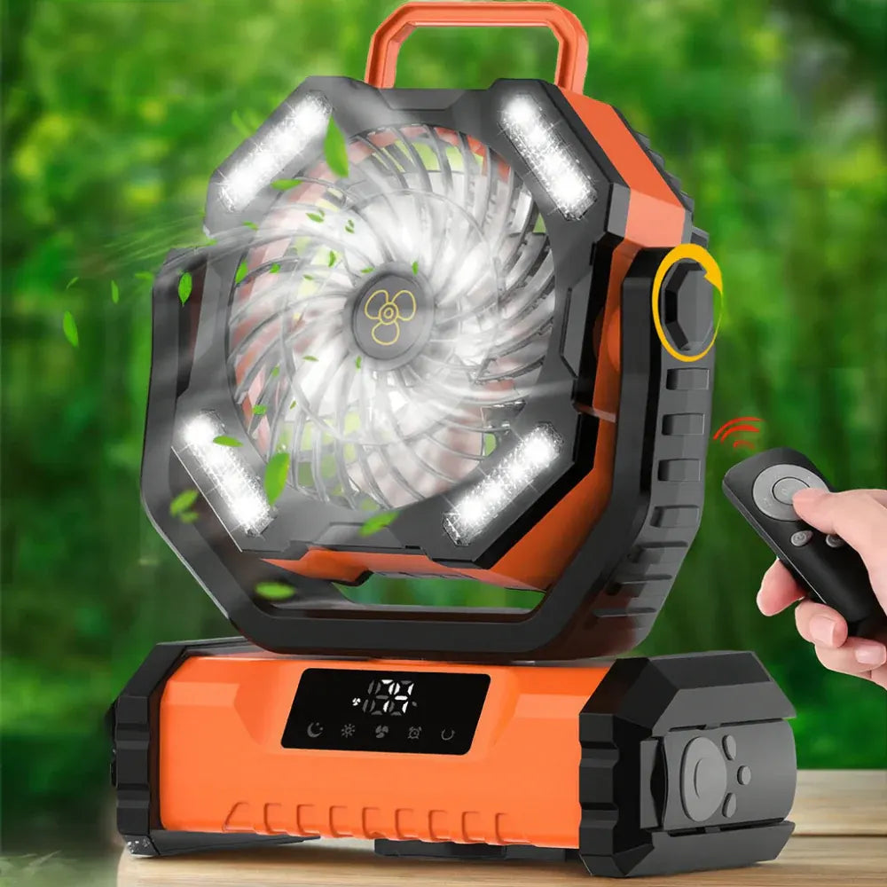 Rechargeable Oscillating Portable Fan with Remote Control for Camping