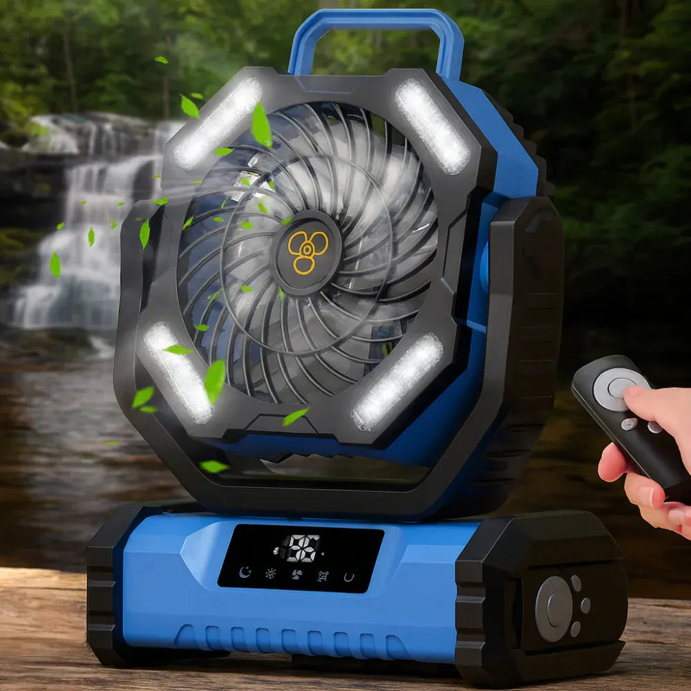 Rechargeable Oscillating Portable Fan with Remote Control for Camping