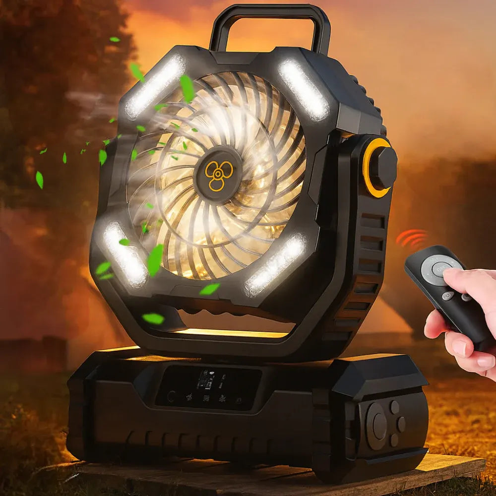 Rechargeable Oscillating Portable Fan with Remote Control for Camping