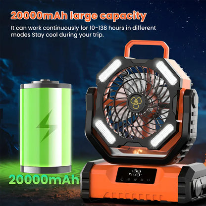 Rechargeable Oscillating Portable Fan with Remote Control for Camping