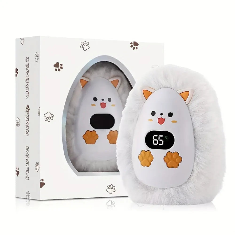 Rechargeable Plush Pocket Hand Warmer with LCD Display