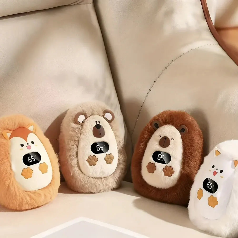 Rechargeable Plush Pocket Hand Warmer with LCD Display