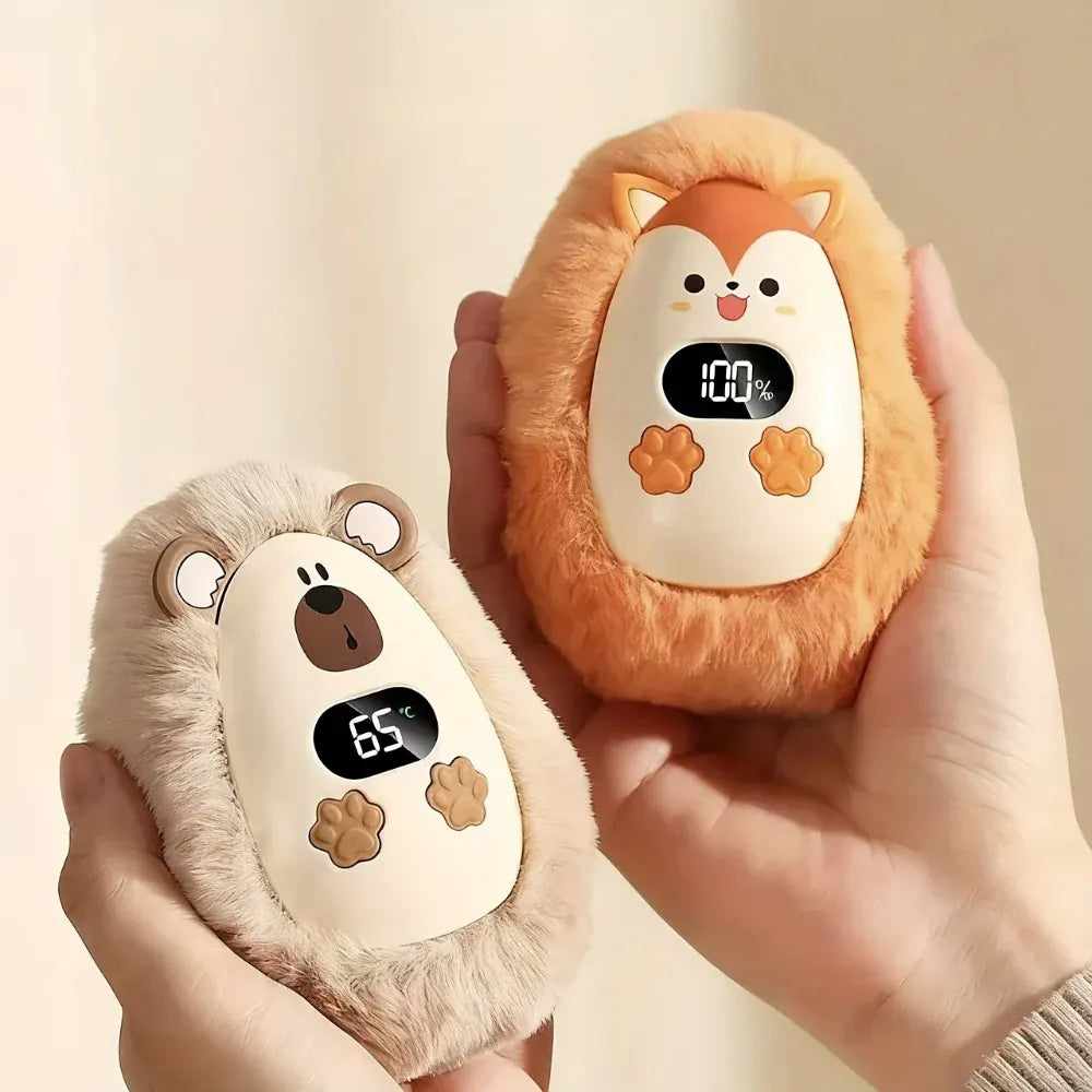 Rechargeable Plush Pocket Hand Warmer with LCD Display