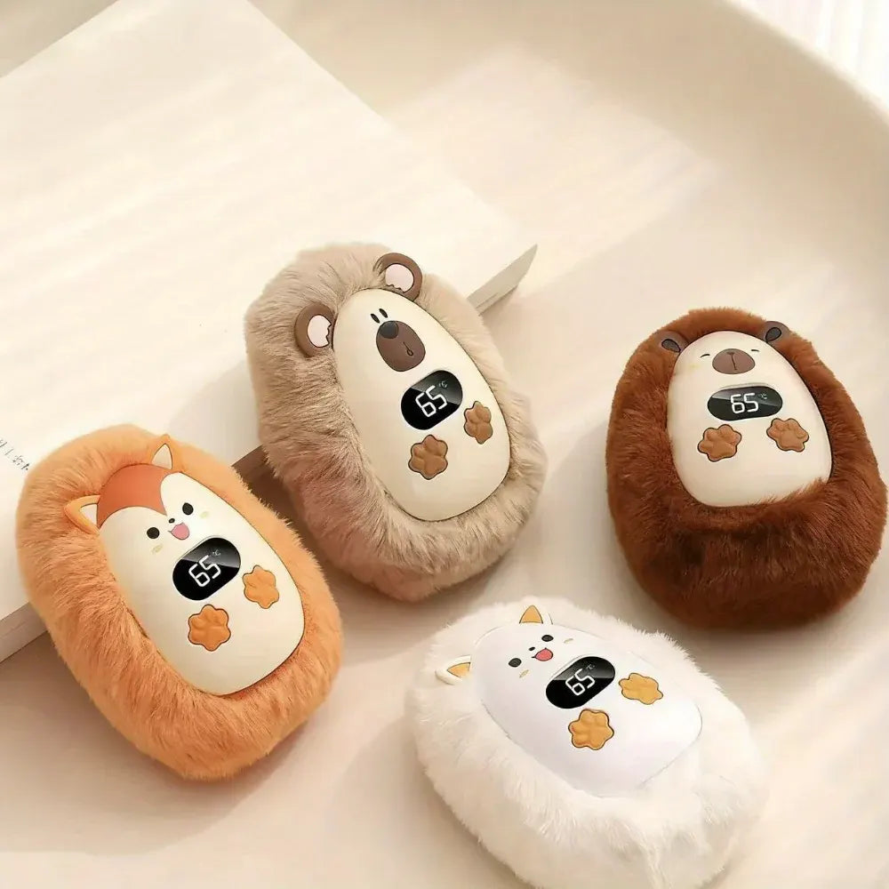 Rechargeable Plush Pocket Hand Warmer with LCD Display
