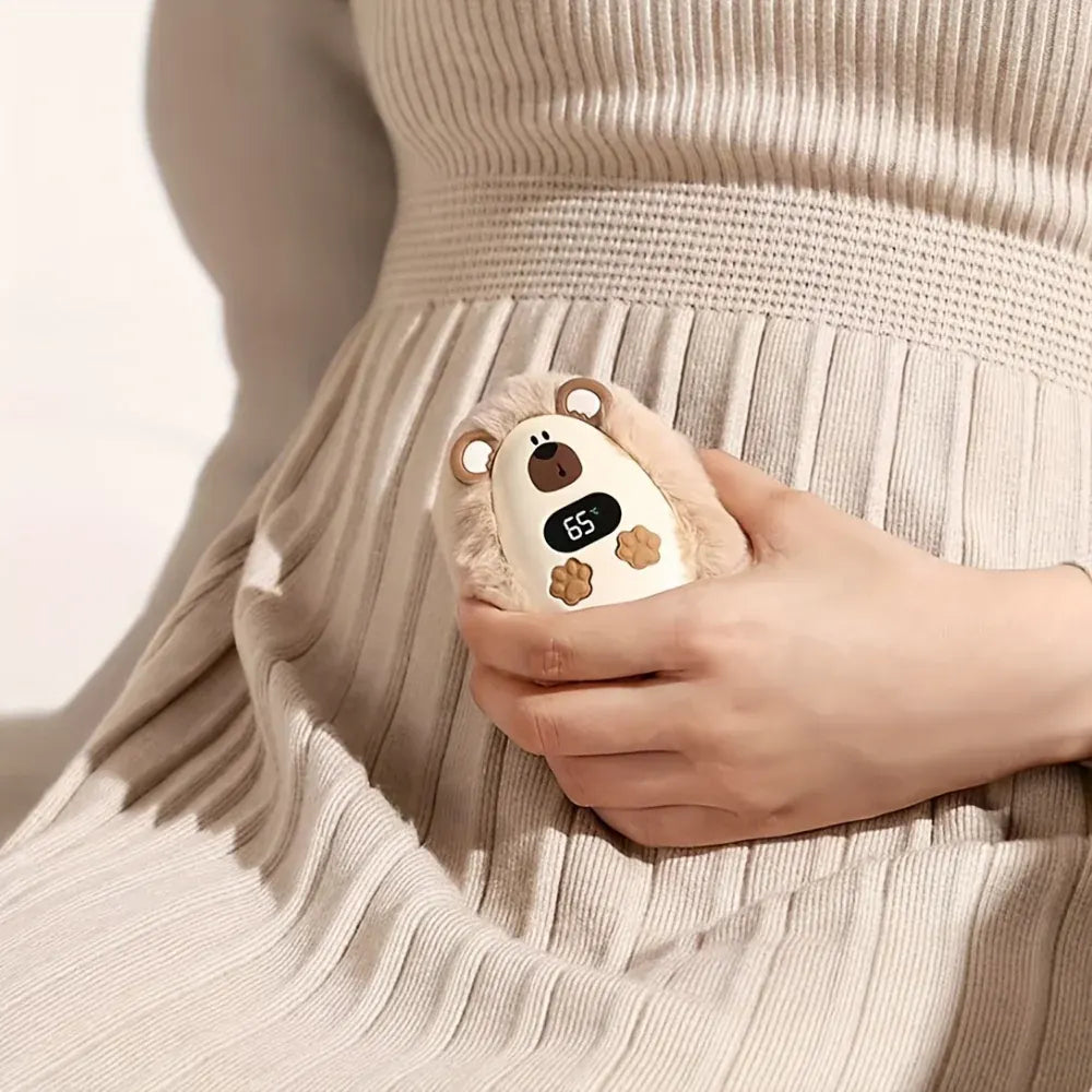 Rechargeable Plush Pocket Hand Warmer with LCD Display