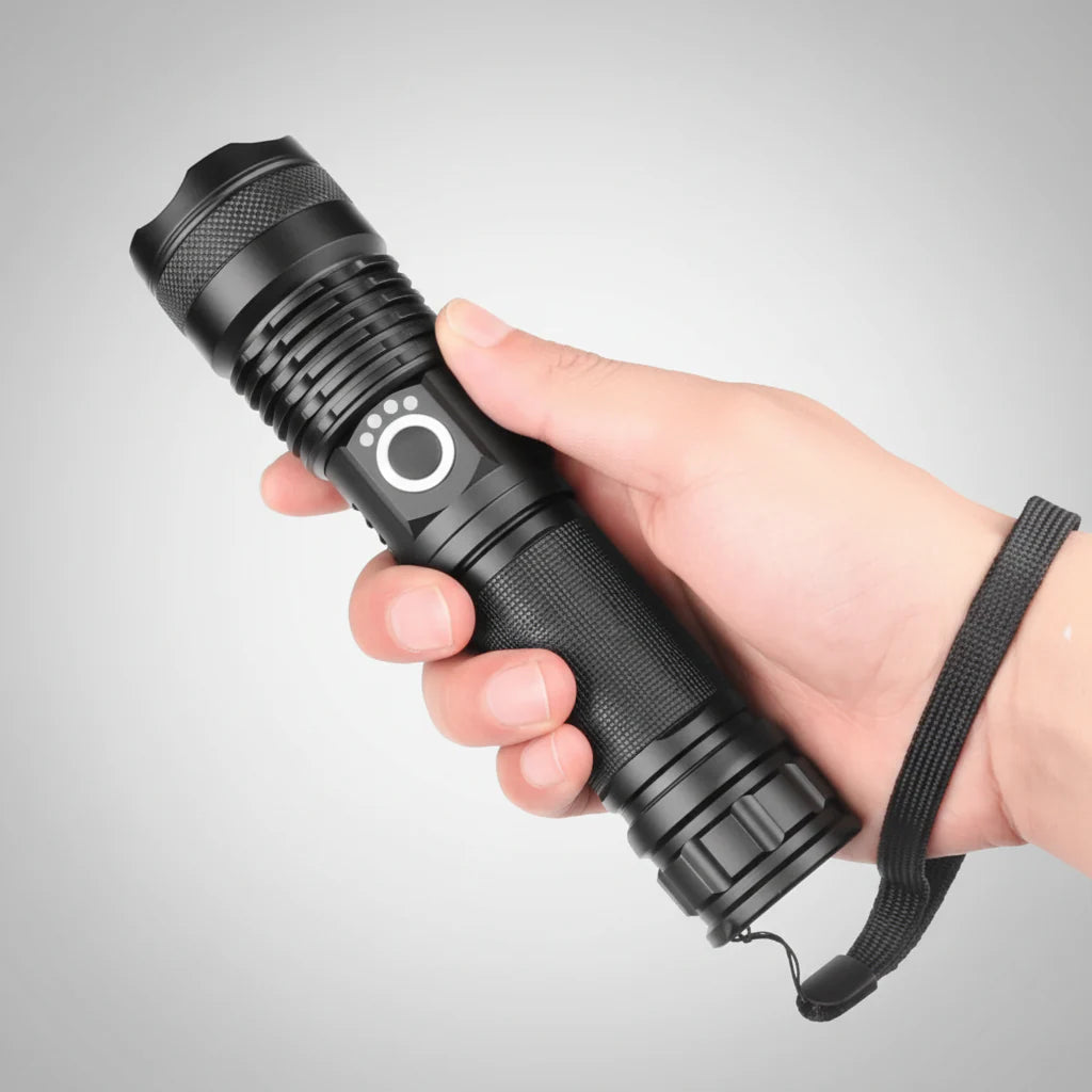 Rechargeable Tactical LED Flashlight - High Lumens Camping Torch