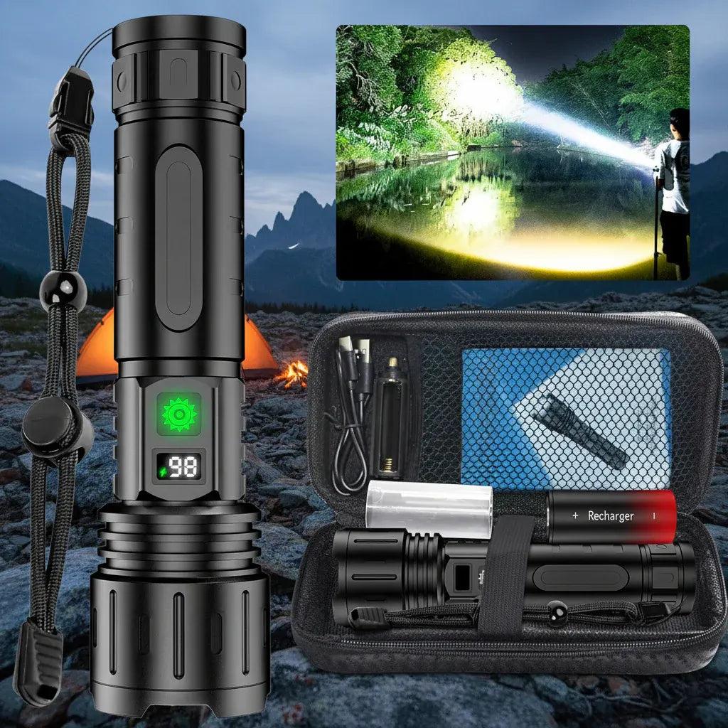 Rechargeable Tactical LED Torch – High Lumen Waterproof Flashlight