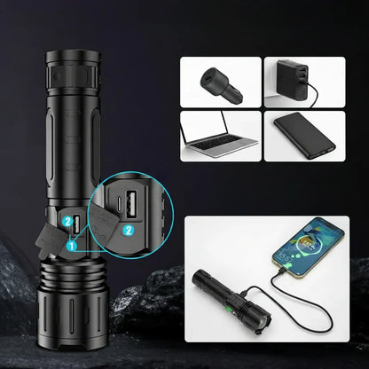 Rechargeable Tactical LED Torch – High Lumen Waterproof Flashlight