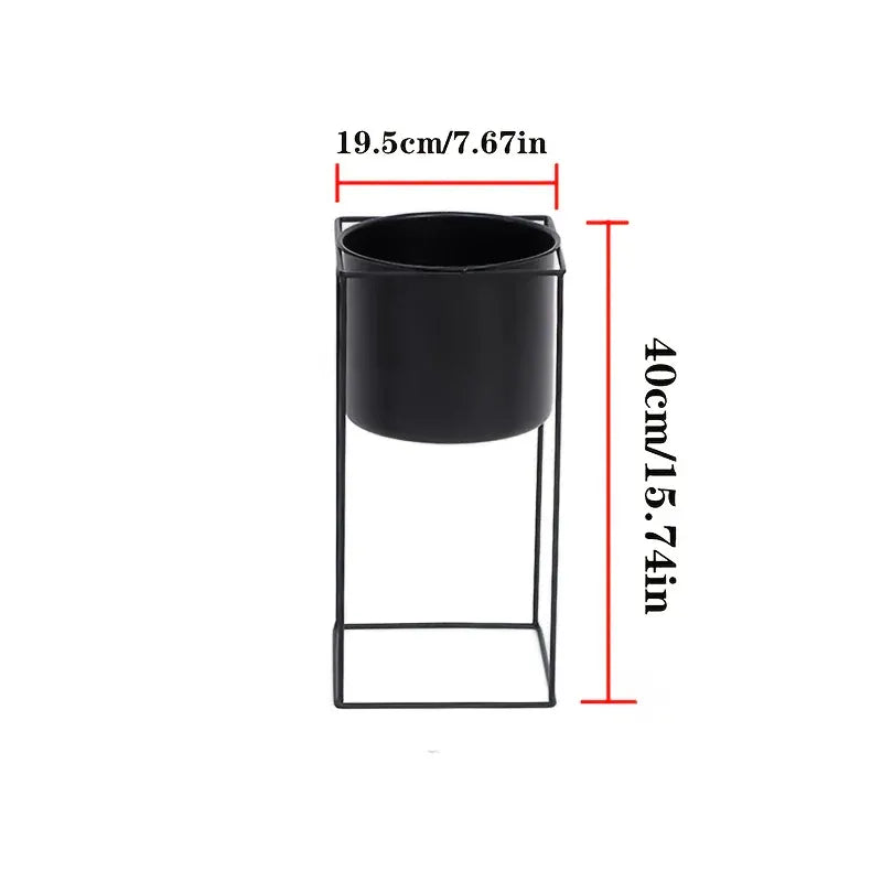 Rectangular Black Metal Plant Stand for Indoor Use – Modern Rectangular Holder Design