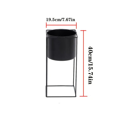 Rectangular Black Metal Plant Stand for Indoor Use – Modern Rectangular Holder Design