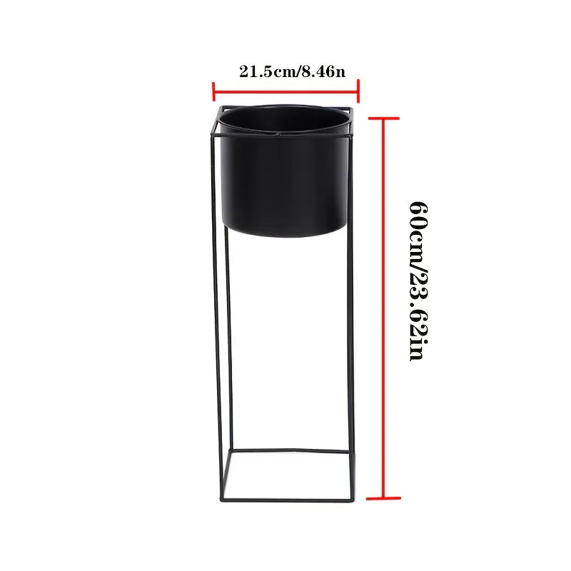 Rectangular Black Metal Plant Stand for Indoor Use – Modern Rectangular Holder Design