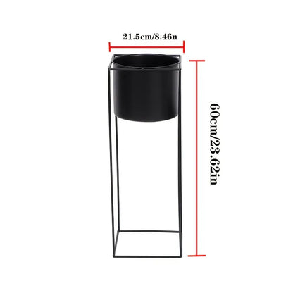 Rectangular Black Metal Plant Stand for Indoor Use – Modern Rectangular Holder Design
