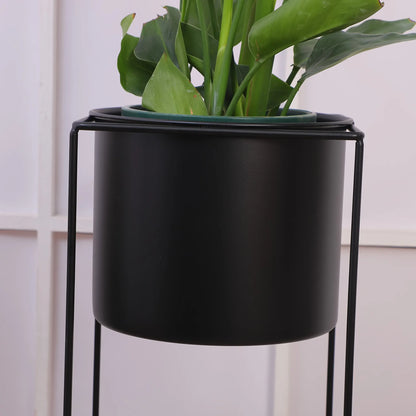 Rectangular Black Metal Plant Stand for Indoor Use – Modern Rectangular Holder Design