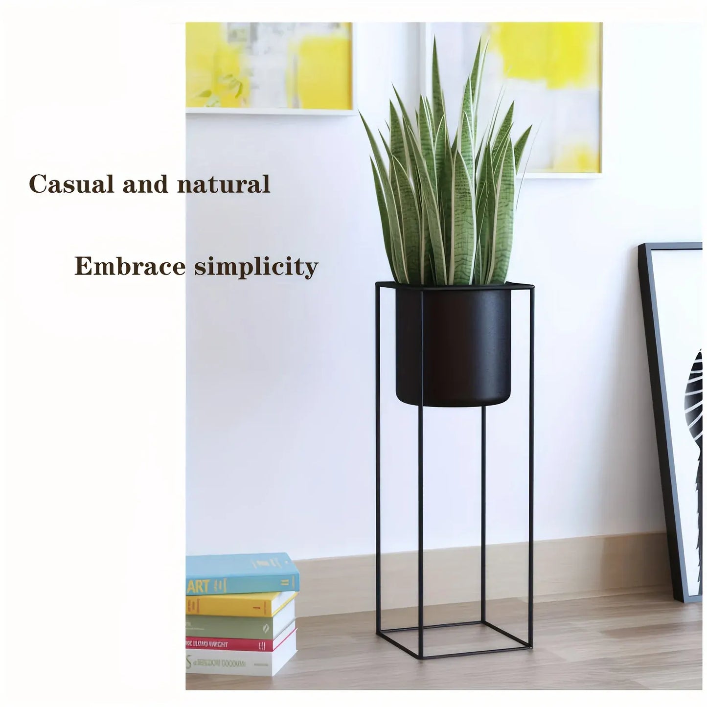 Rectangular Black Metal Plant Stand for Indoor Use – Modern Rectangular Holder Design