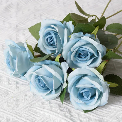 Red Rose Bouquet Artificial Flowers for Mother's Day Decor