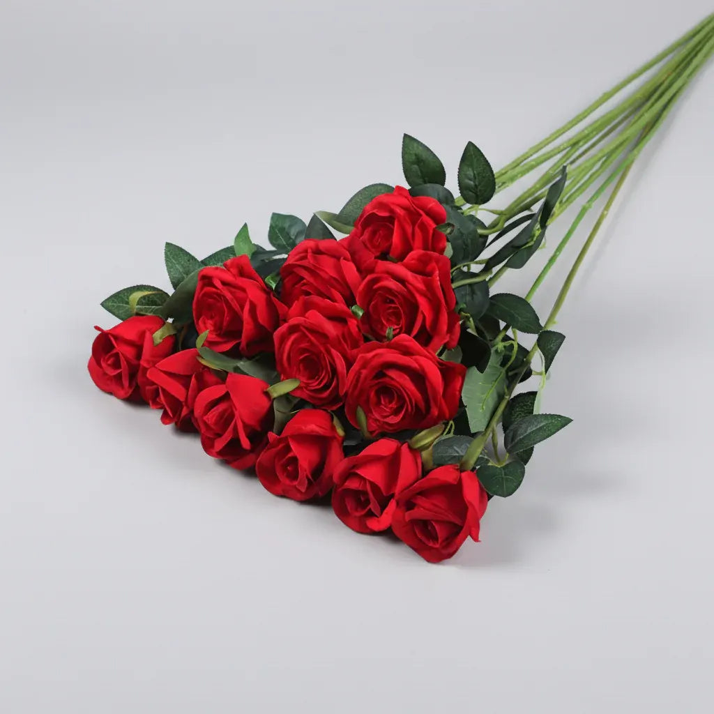 Red Rose Bouquet Artificial Flowers for Mother's Day Decor