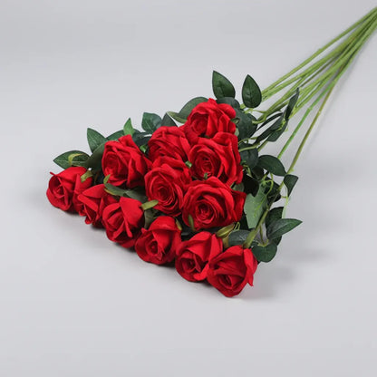 Red Rose Bouquet Artificial Flowers for Mother's Day Decor